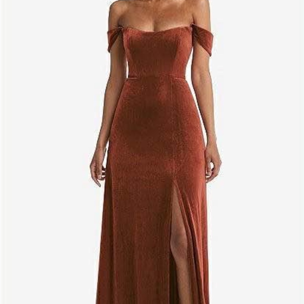 Elegant Off-Shoulder Rust Dress
